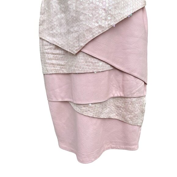 NWT Vintage Cache Leather Mini Dress 6 Bandage Bodycon Pastel Party Cocktail 80s - Picture 4 of 12